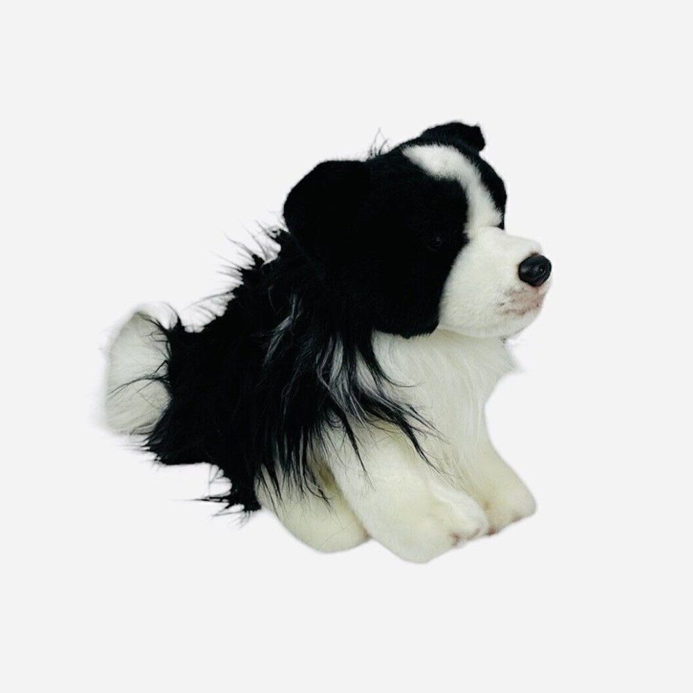 2015 DEMDACO Nat & Jules 11" Border Collie Plush Tags Dog Black White Realistic